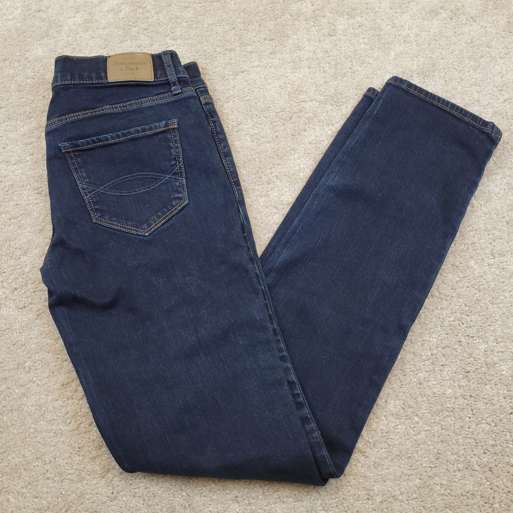 Abercrombie & Fitch Erin Slim Straight Jeans Womens 4 27x33 Dark Perfect Stretch